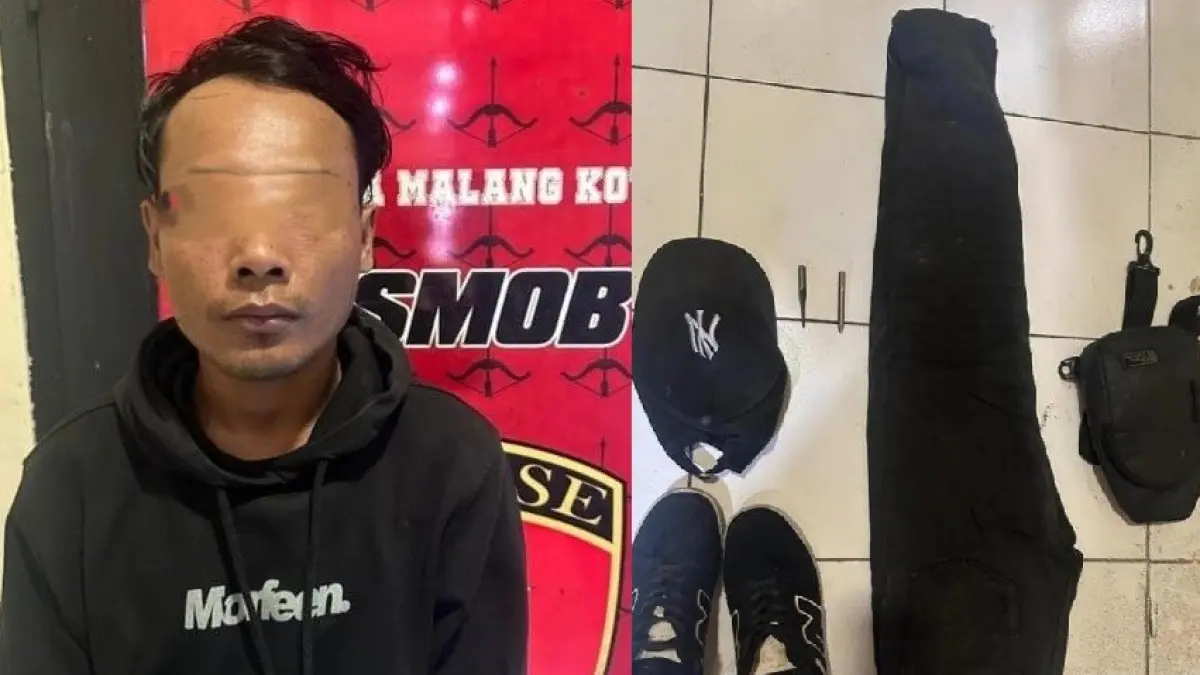 Laki-laki berinisial MN, 27, dibekuk Polresta Malang Kota pada 7 Agustus. (Humas Polresta Malang Kota)