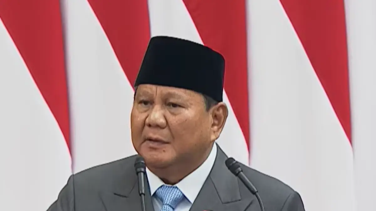Presiden Prabowo Subianto saat menyampaikan pidato kenegaraan dalam Sidang Tahunan MPR RI di Kompleks Parlemen, Senayan, Jakarta, Jumat (14/8/2026). (Foto: tangkapan layar Youtube Sekretariat Presiden)