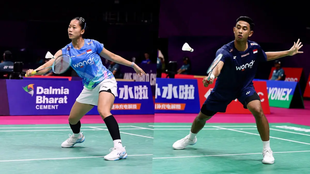 Putri Kusuma Wardani dan Alwi Farhan. (Foto: @INABadminton/X)