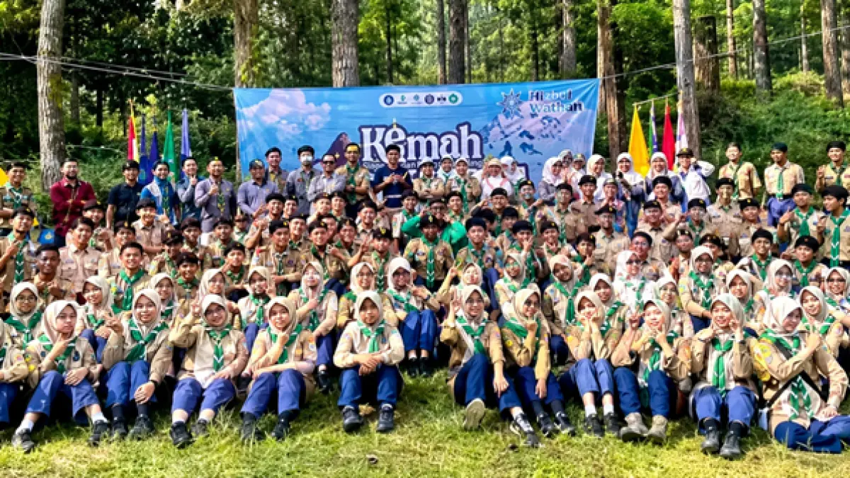 PERKUAT NASIONALISME: Siswa&nbsp; SMA Muhammadiyah 1 Malang mengikuti Kemah Kebangsaan 2026 di Bumi Perkemahan Coban Rondo pada 15-18 Agustus.