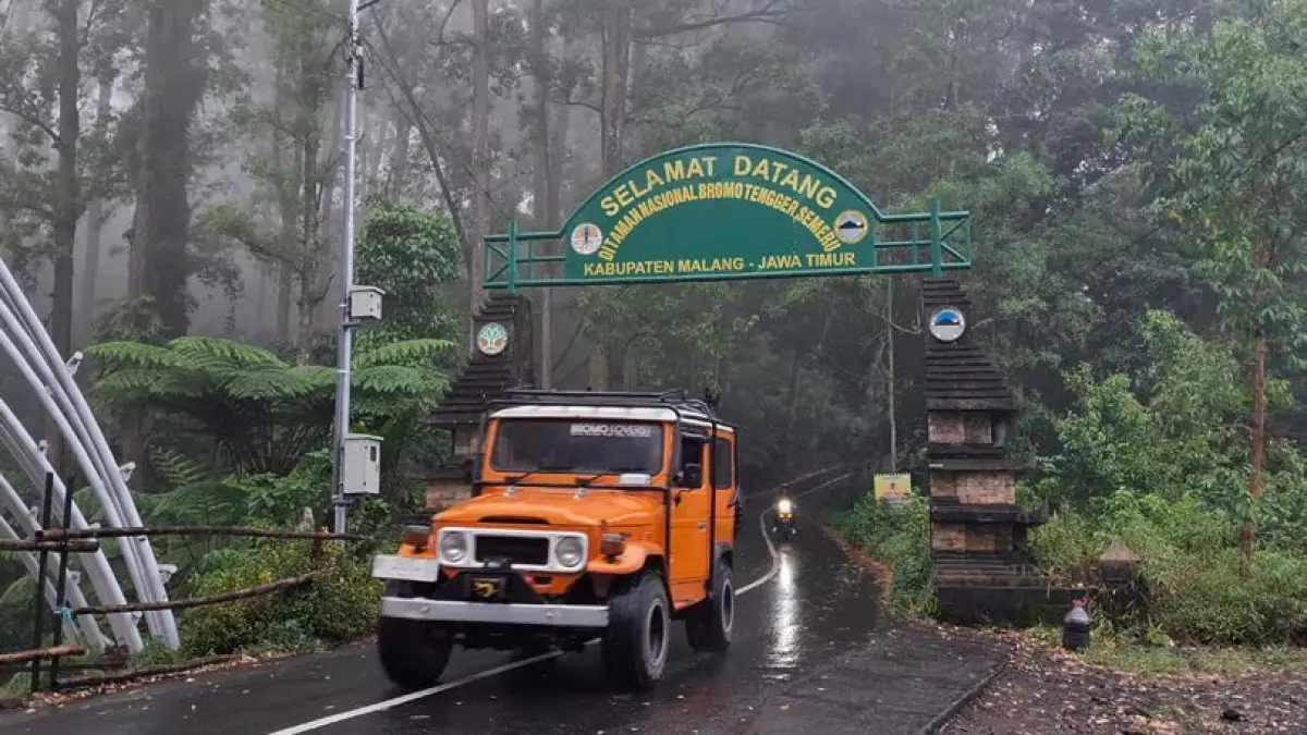 WISATA: Mobil wisatawan memasuki kawasan TNBTS beberapa waktu lalu.