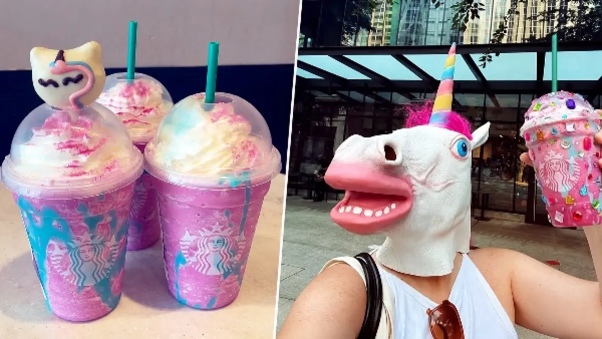 Kembalinya menu Unicorn Frapuccino yang ikonik di tahun 2017. (Sumber: Pinterest)