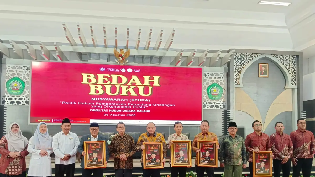 KRITIS: Bedah buku Musyawarah (Syura): Politik Hukum Pembentukan Perundang-undangan yang Dikehendaki Publik karya Guru Besar Hukum Unisma Prof Dr Bambang Saputra, SH., SH.I., MH.I., Rabu (26/8).
