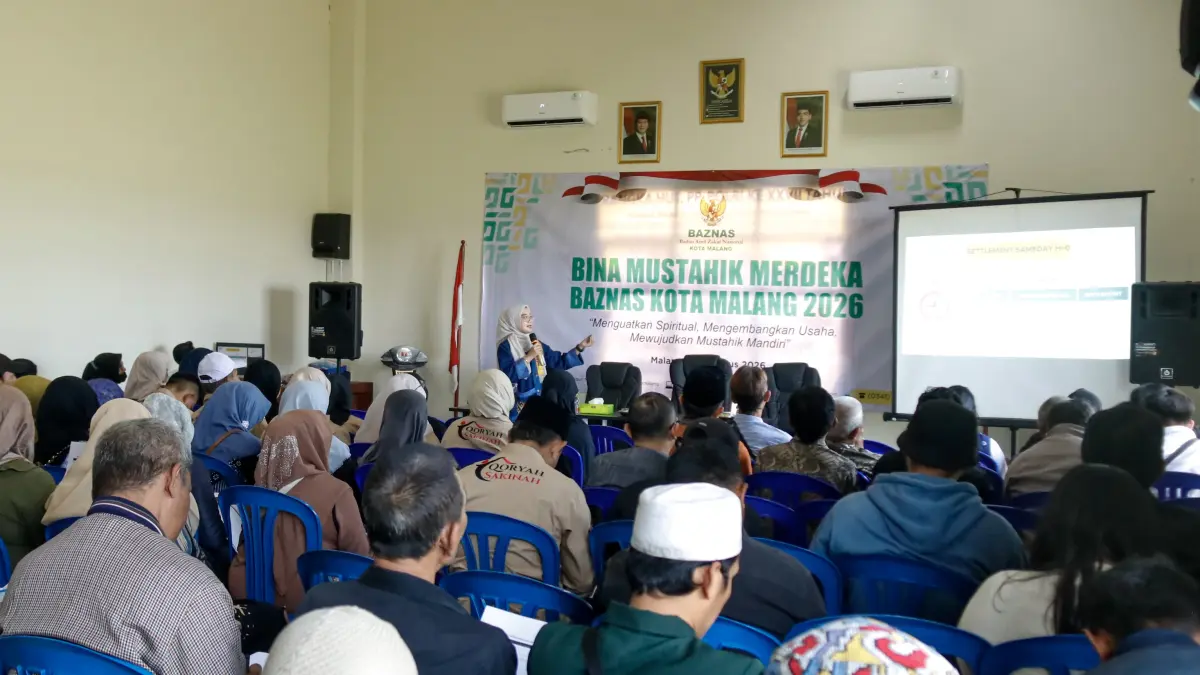 KOMITMEN: Kegiatan Bina Mustahik Merdeka, yang digelar di Gedung Islamic Center Kota Malang, Rabu (26/8).