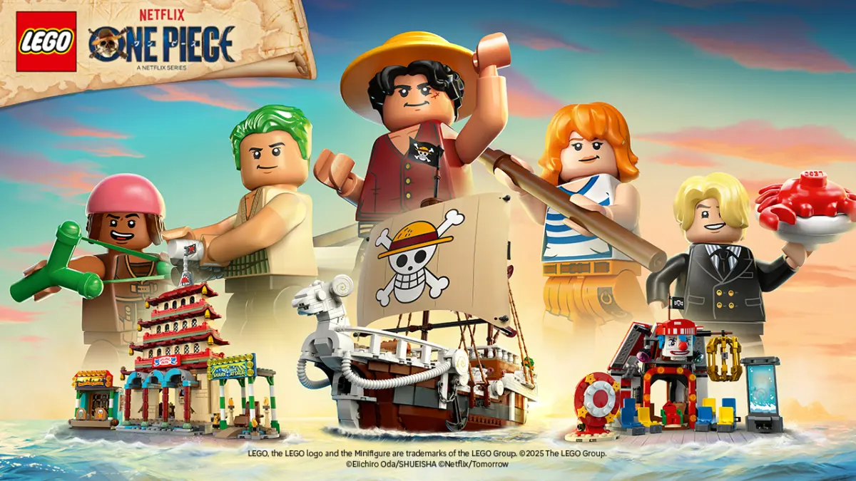 Visual promosi kolaborasi resmi lini set mainan LEGO One Piece yang mengadaptasi karakter dan set ikonik dari serial live-action Netflix One Piece. (Foto: Dok. The LEGO Group / Netflix via Gamereactor Asia)