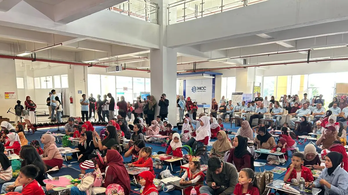 ANTUSIAS: Peserta lomba Mewarnai bertajuk Merdeka Negeriku, Air Aman untuk Kota Malang Mbois Berkelas.