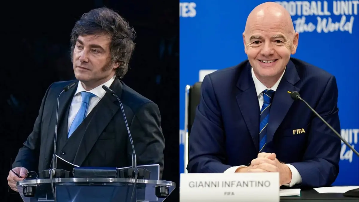 Javier Milei dan Gianni Infantino dalam sebuah acara. Sumber: IG @javiermilei dan @gianni_infantino