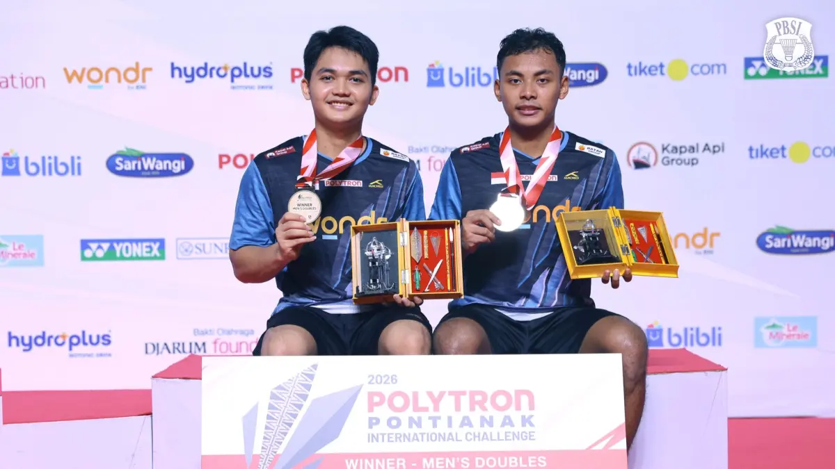 Wahyu Agung Prasetyo/Pulung Ramadhan raih gelar juara di Polytron Pontianak Challenge 2026. (@INABadminton/X)