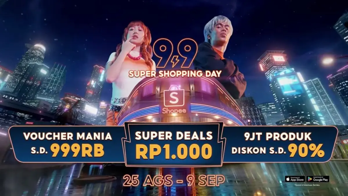 Naykilla dan Tenxi hadir dalam iklan terbaru Shopee 9.9 melalui lagu “Kasih Aba-Aba 2.0”. Sumber: Instagram /@shopee_id