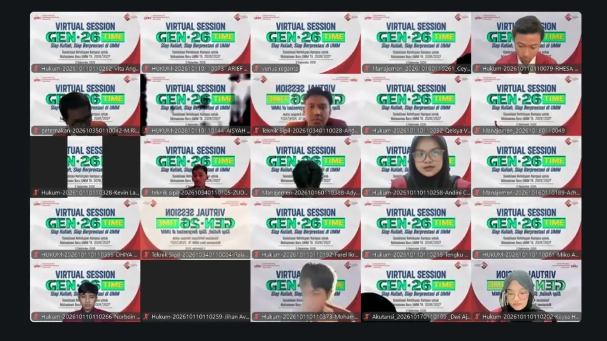 PEMBEKALAN: Universitas Muhammadiyah Malang (UMM) menyelenggarakan kegiatan Pra-Pengenalan Studi Mahasiswa Baru (Pesmaba) secara daring pada Kamis, 3 September 2026.