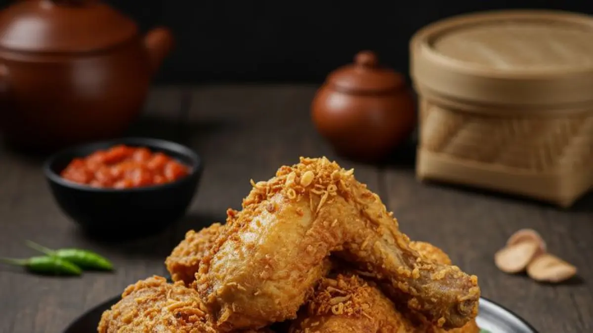Lalapan rekomendasi di Malang, ada ayam bawang (sumber: pinterest @Rynmi)