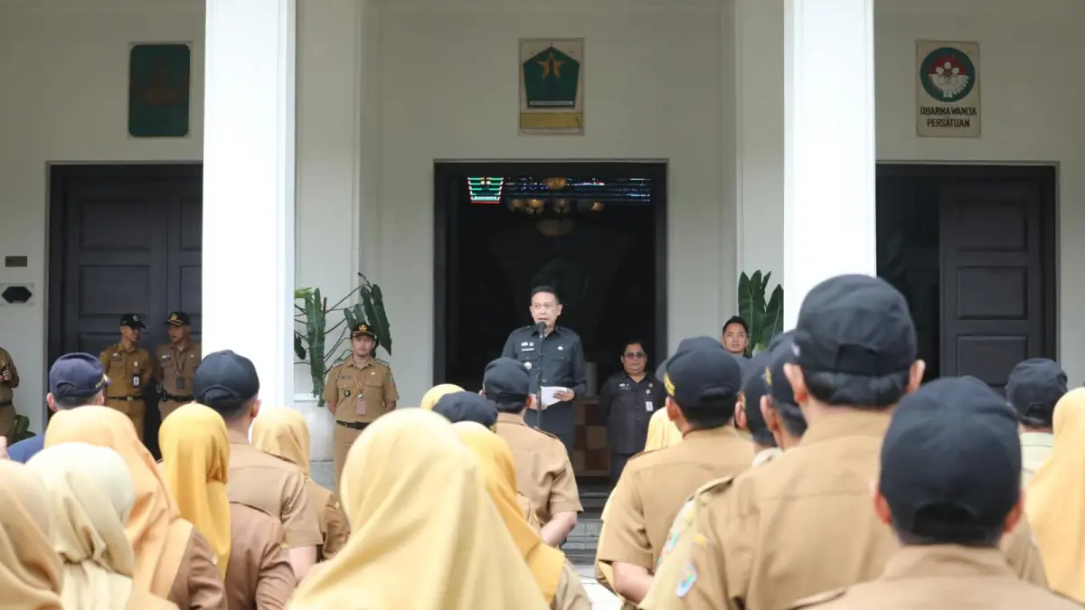 ASN Pemkot Malang menjalani apel pagi. (Prokompim Setda Kota Malang)