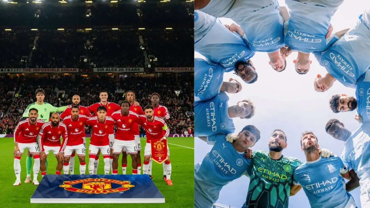 Skuad Manchester United dan Manchester City. Sumber: IG/@manutd & @mancity