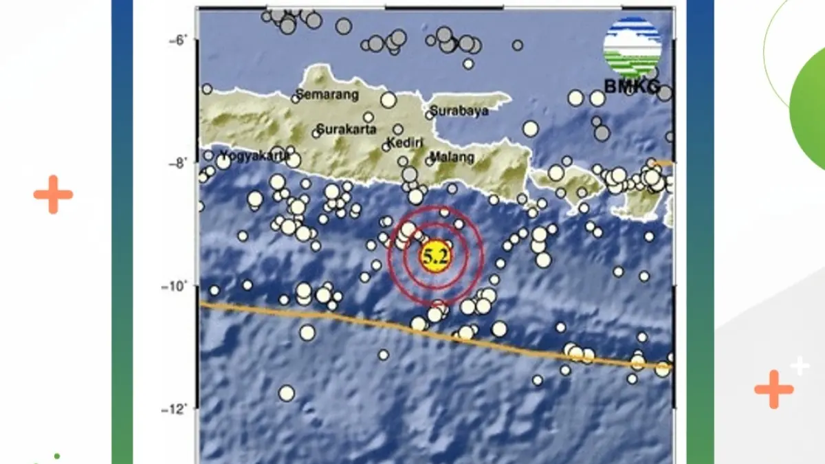 Informasi gempa melanda Kabupaten Malang pada Senin (14/9). (BMKG)