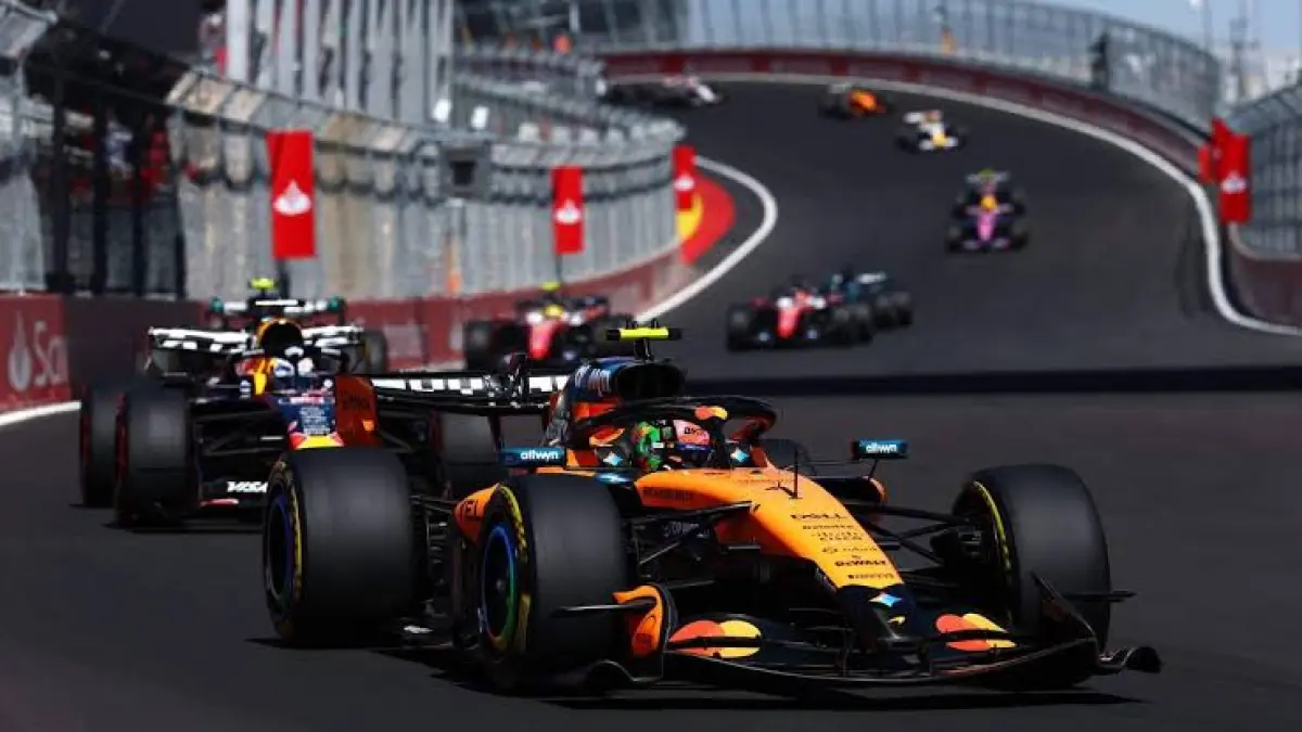 Lando Norris dan Max Verstappen, GP Spanyol 2026 di sirkuit baru Madring. Sumber: nytimes.com
