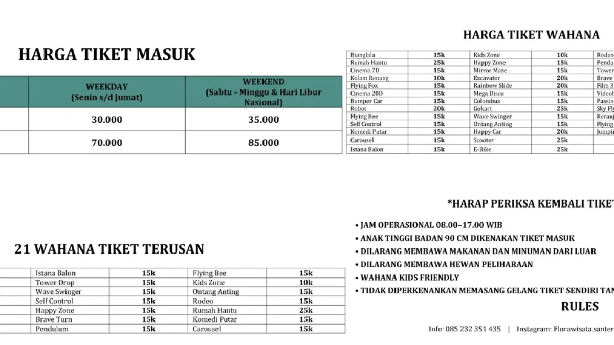 TERJANGKAU: Harga tiket masuk Santerra de Laponte Malang