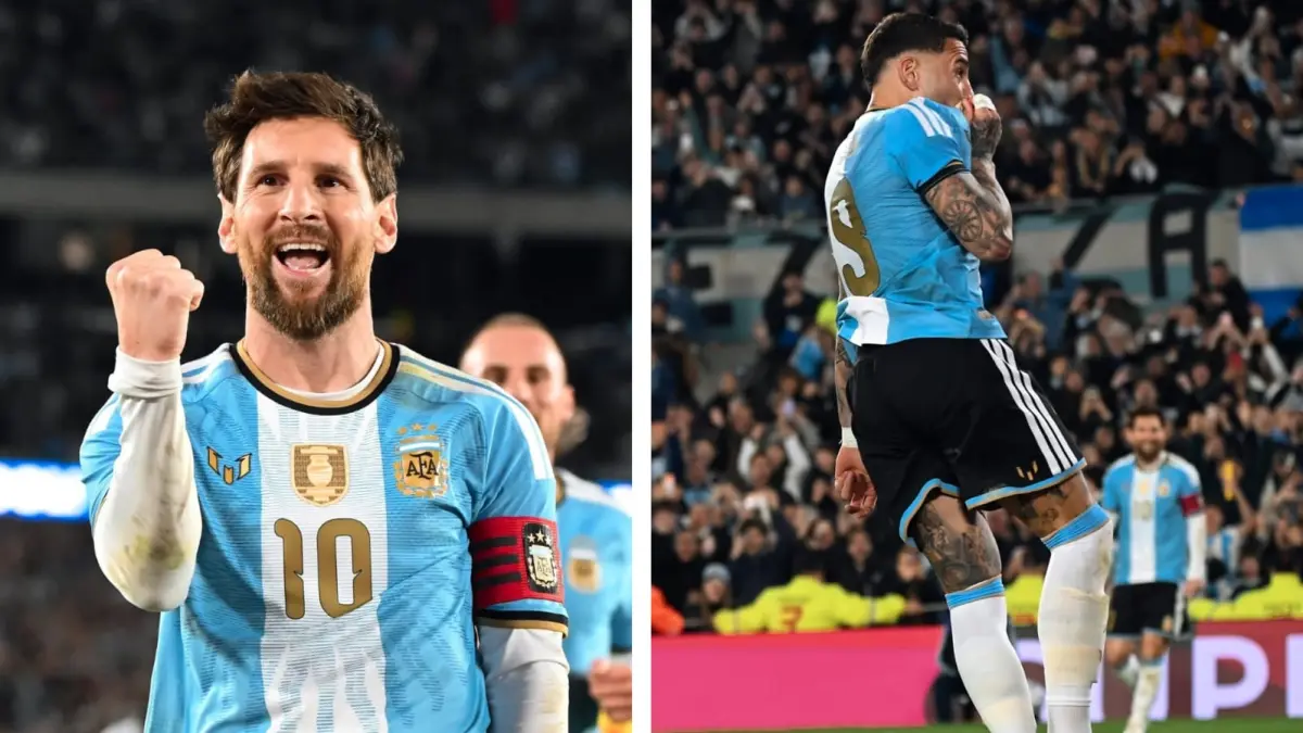 Lionel Messi dan Nicolas Otamendi
