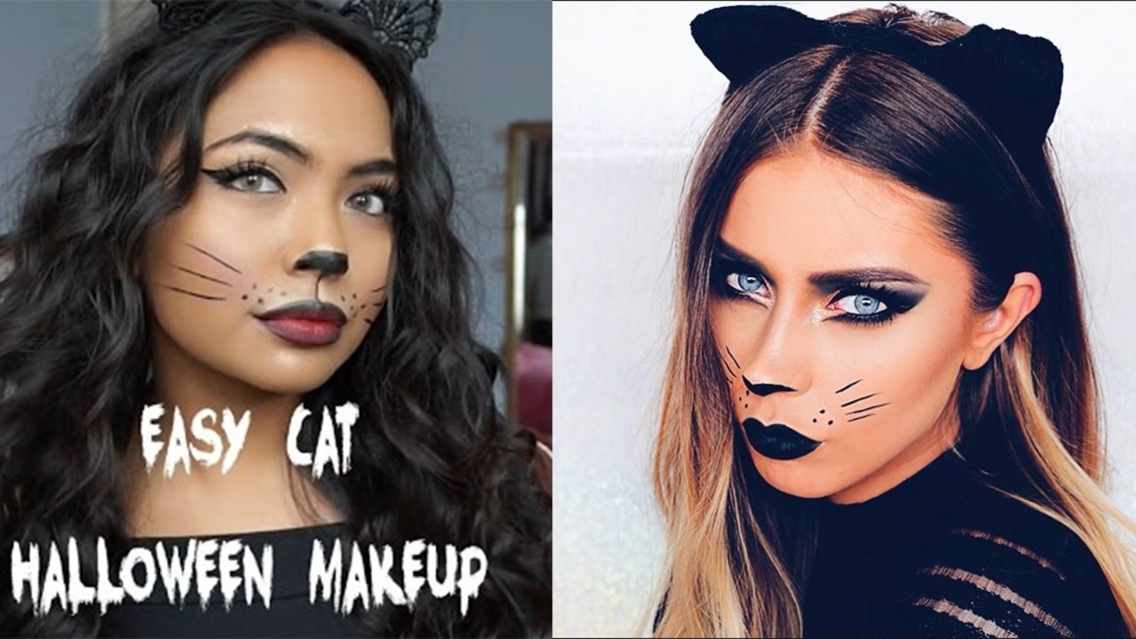 Make up tema kucing untuk menyambut Halloween (glamour)