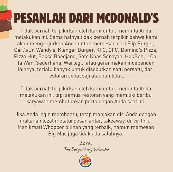 Screenshot Instagram Burger King Indonesia