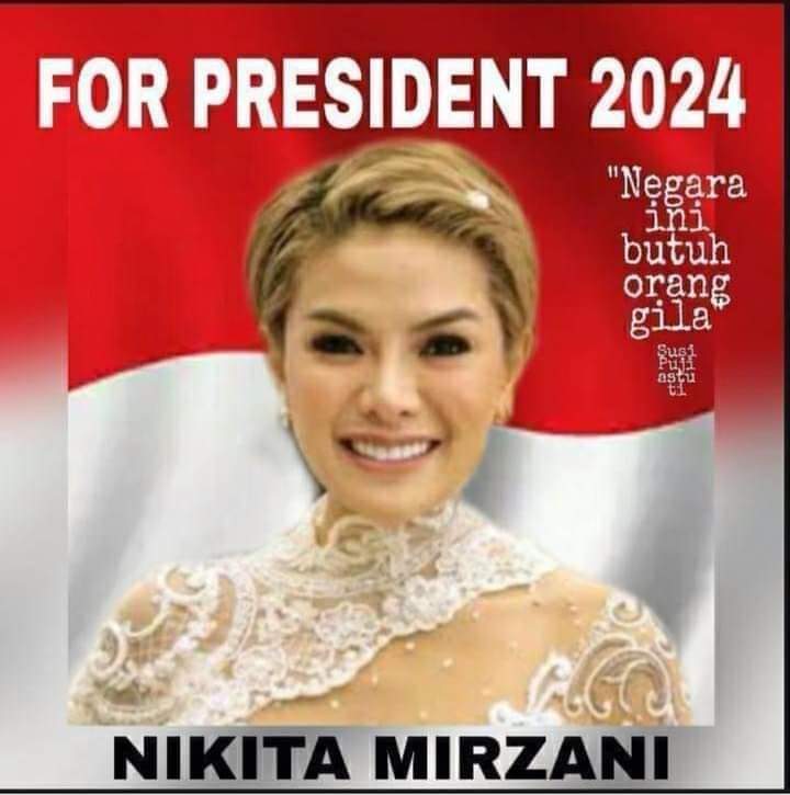 Meme Nikita Mirzani for President (istimewa)