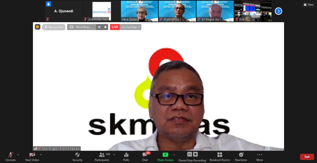 Webinar Nasional “Peluang dan Tantangan Kerjasama Pemerintah Dengan Badan Usaha Bidang Minyak dan Gas Bumi” yang diselenggarakan Sabtu 19  Desember 2020. (istimewa)