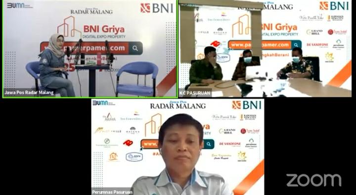 Talkshow kupas tuntas Perumnas Harmoni Pasuruan di ajang BNI Griya Digitex Property. (Roisyatul M/Radar Malang)