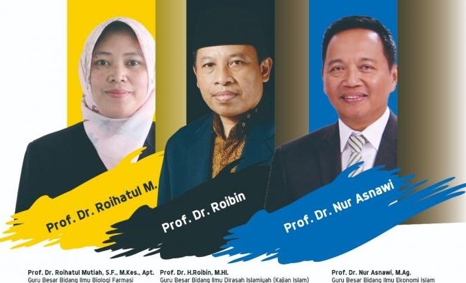 Tiga profesor UIN Maliki Malang yang akan dikukuhkan menjadi guru besar Rabu (17/2) mendatang. (Humas UIN Maliki for Radar Malang)