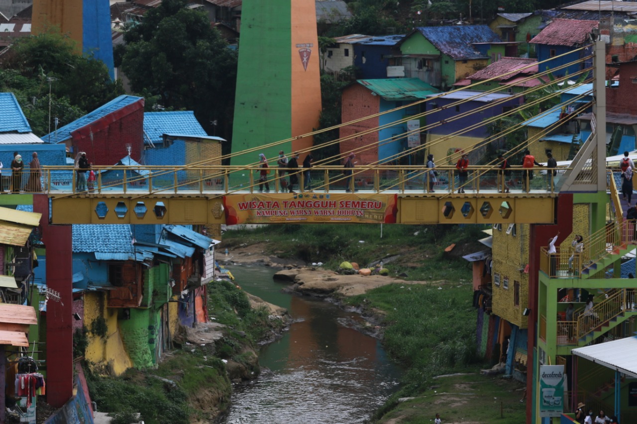 Ilustrasi jembatan kaca penghubung KWJ dan Kampung Tridi. Selama PPKM Darurat, hanya empat kampung tematik yang buka dengan syarat. (dok/Radar Malang)