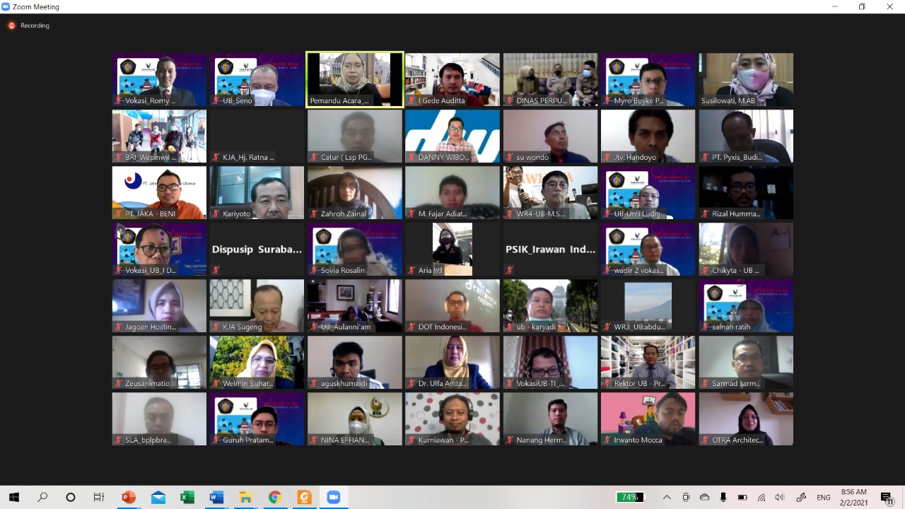 Webinar yang dihadiri oleh 100 mitra industri Universitas Brawijaya. (screenshot)