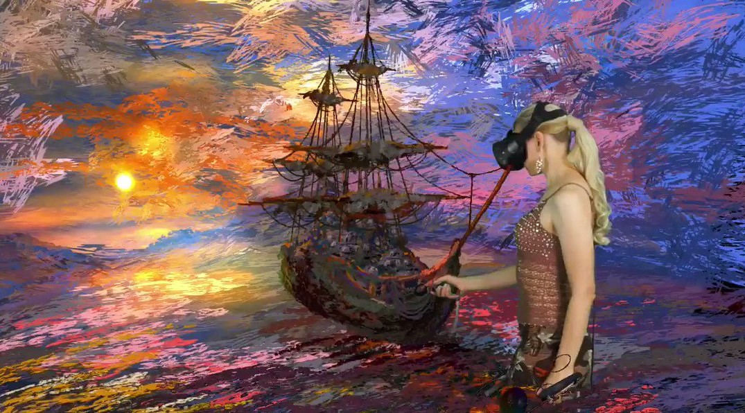 Salah satu potret Anna Zhilyaeva saat melukis karya digital VR berjudul