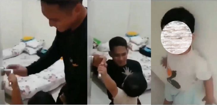 Screenshot video viral Azka menahan ayahnya yang hendak naik KRI Nanggala-402 (ist)