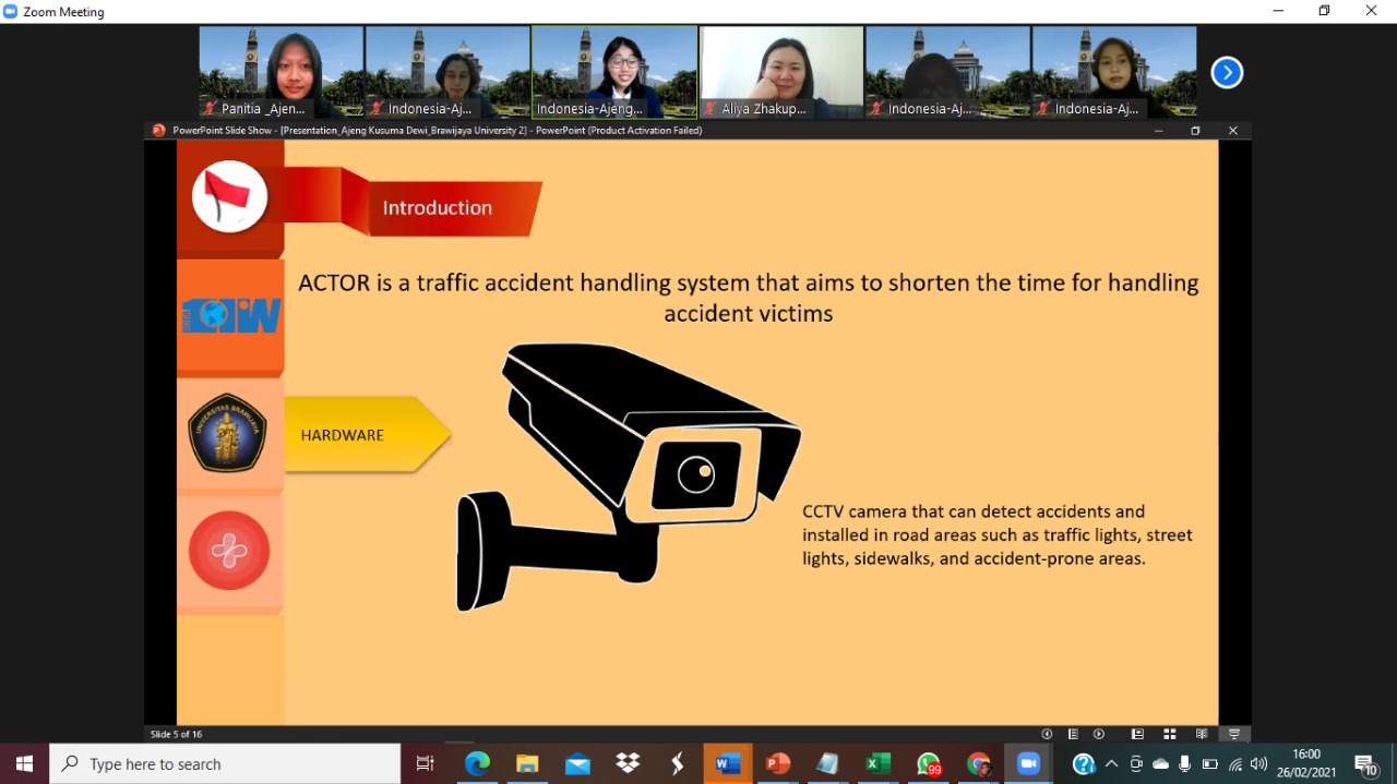 Enam mahasiswa UB mempresentasikan ACTOR di kompetisi digital technology dan start up secara virtual (ist)