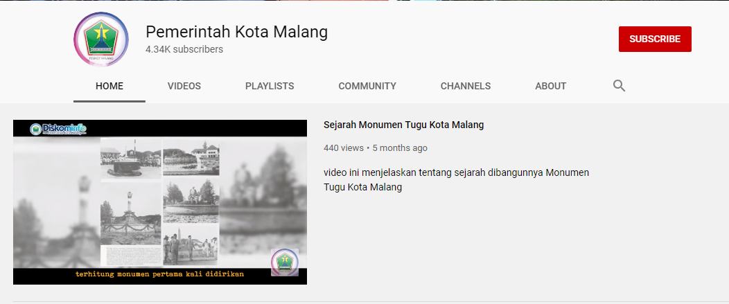 Screenshoot Youtube Pemkot Malang (ist)
