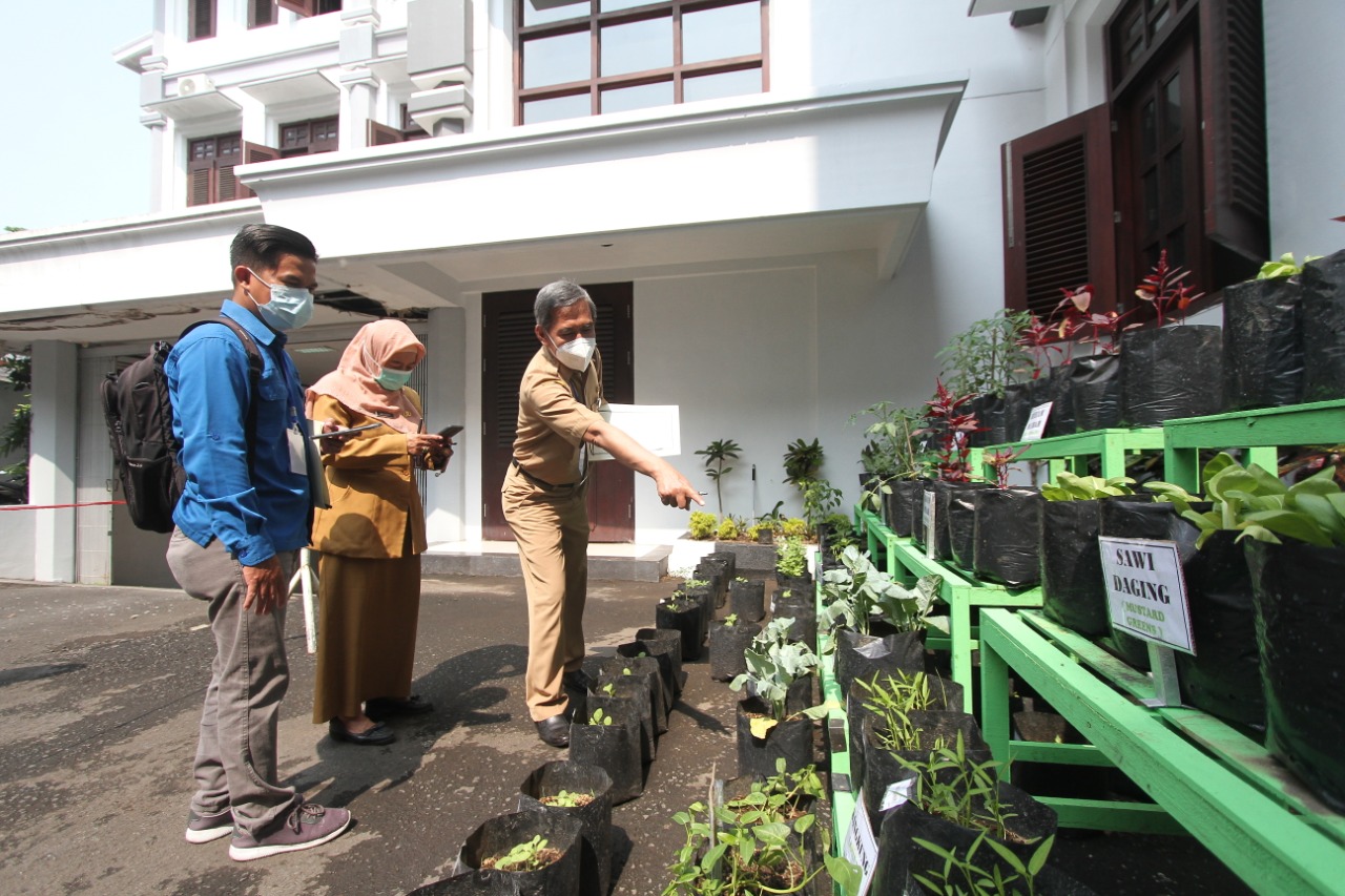 Tim juri lomba urban farming saat melakukan penilaian di salah satu kantor perangkat daerah kemarin (24/5). (Rofia/Radar Malang)