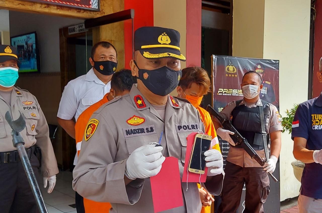 Kapolsek Klojen Kompol Nadzir Syah Basri saat konferensi pers pada Jumat, 11 Juni lalu.