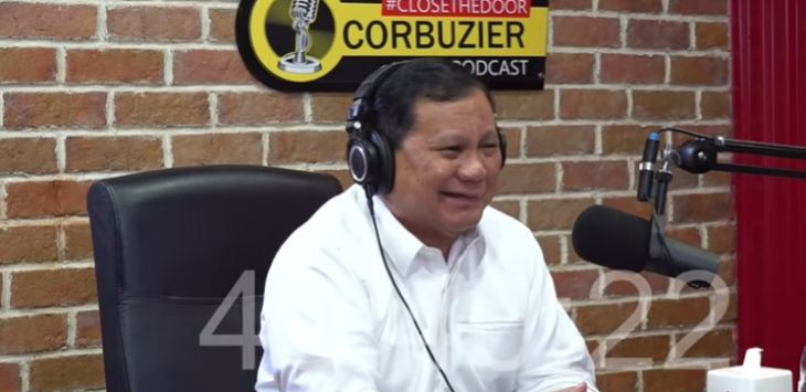 Prabowo Subianto saat mengisi acara podcast Deddy Corbuzier. (YouTube/ist)