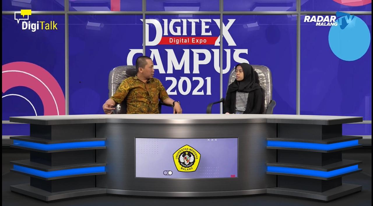 Ketua Ekstrakulikuler Jurnalistik SMA Taman Madya Malang, Aiko Nurhaifa saat tampil di podcast Digitex Campus 2021. (Mega Annisa/Radar Malang)