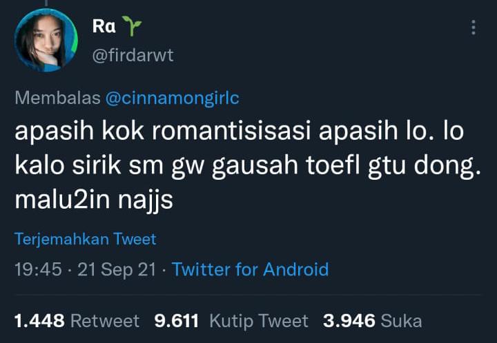 Pengguna Twitter yang Tak Tepat Gunakan Singkatan TOEFL (Twitter /ist)