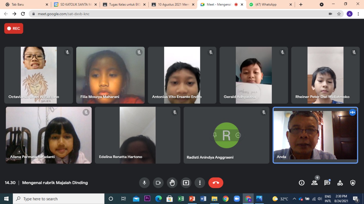 Pemilihan ketua tim jurnalistik SDK Santa Maria 1 Kota Malang yang digelar secara virtual. (ist)