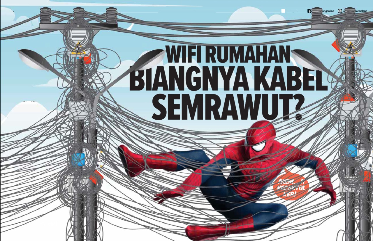 Problem kabel ruwet tidak hanya terjadi di Kota Malang, tapi juga di Kota Batu. (Grafis: Nur Rio/Radar Malang)
