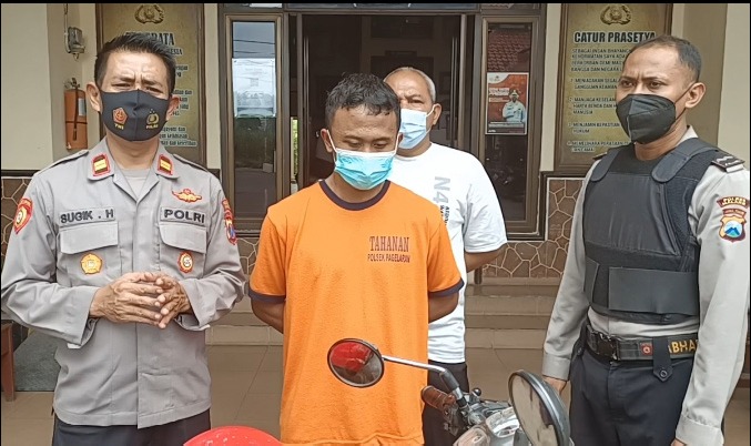 Kapolsek Pagelaran Iptu Sugik Hernawan saat merilis pelaku kejahatan jambret. (Ist)