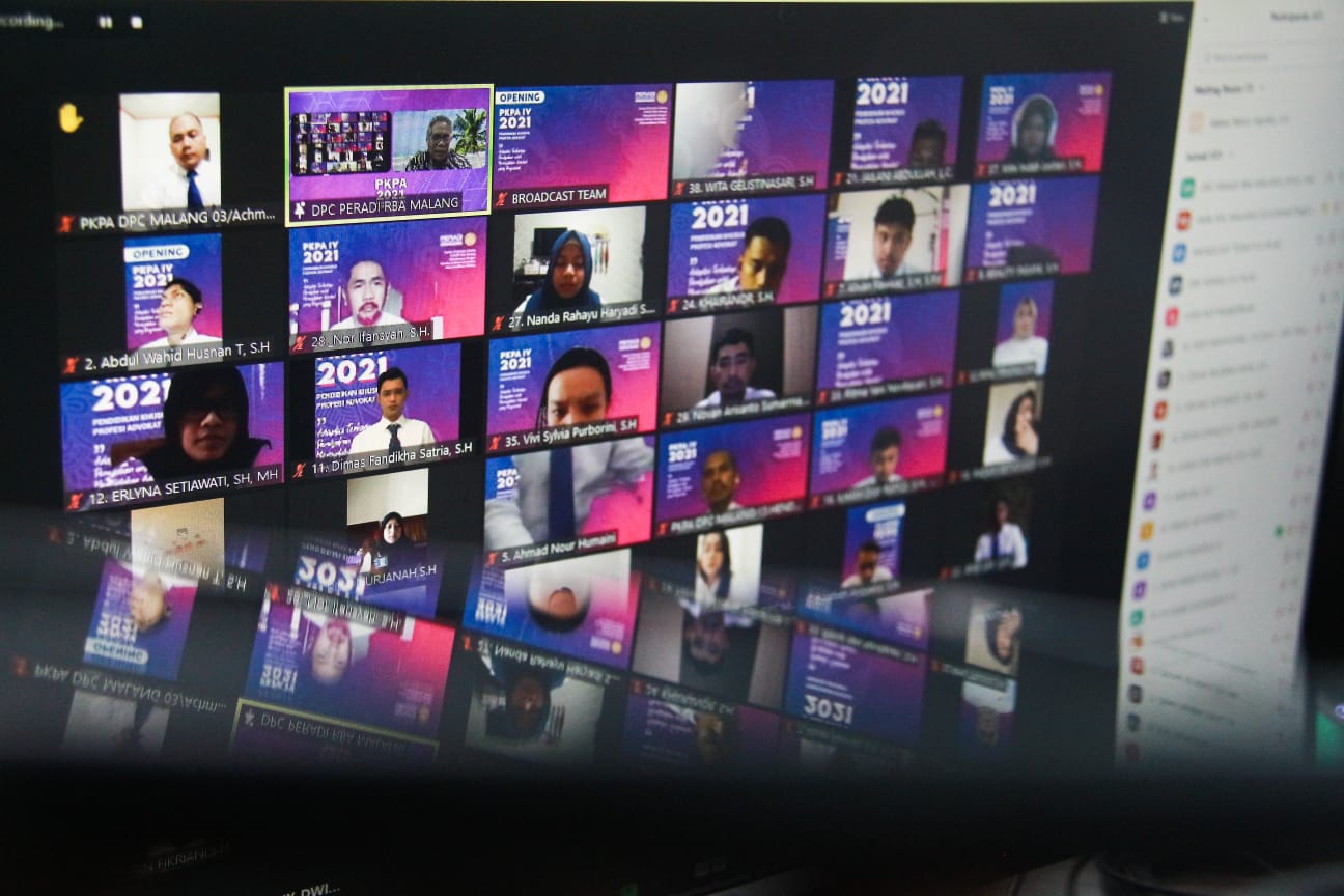 DPC Peradi RBA Malang menggelar PKPA secara daring mulai Sabtu (2/10). (Ist)