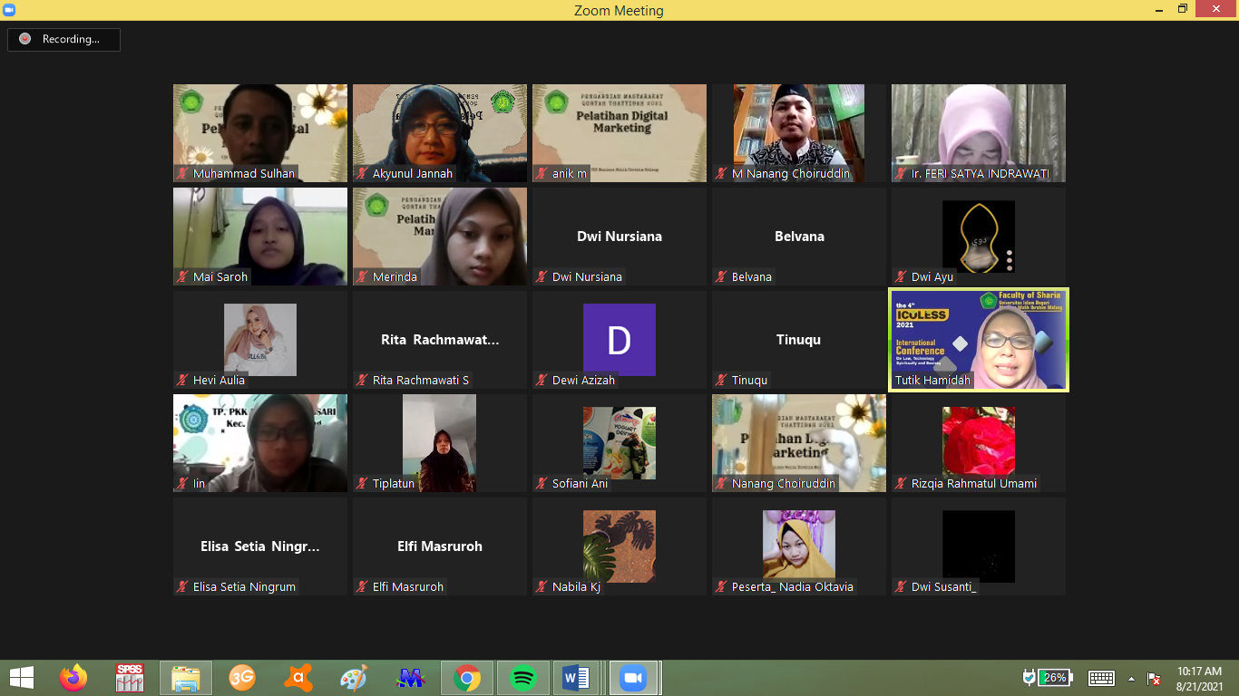 LP2M UIN Maliki Malang memberikan pelatihan digital marketing secara daring kepada warga Desa Landungsari, kecamatan Dau beberapa waktu yang lalu. (Ist)