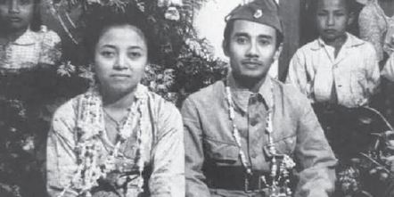 Foto pernikahan Bung Tomo dengan Sulistina. Pernikahan itu dilaksanakan pada 1947 di kediaman keluarga Sulistina, Kecamatan Lowokwaru, Kota Malang. (Dok Keluarga Bung Tomo/ist)