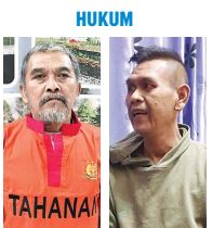 AKHIR PELARIAN: Budiono Iksan (kiri) dan Panca Sambodo Suwardi setelah ditangkap dan hendak dikirim ke Lapas Lowokwaru. (KEJARI KOTA BATU FOR RADAR MALANG)