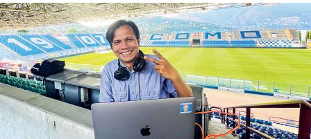MIMPI YANG TERWUJUD: Rahadyan Amandita bekerja sebagai videografer tim Como 1907 sejak 2021. Tugasnya mem-branding klub Liga 2 Italia itu tersohor di Indonesia dan dunia.