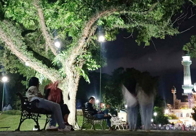 TAMBAH PENERANGAN: Lampu taman Alun-Alun Malang yang menyala kemarin malam (14/1). Meski sudah terang, DLH berencana menambah daya demi mencegah aksi mesum.