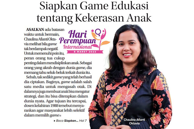 TERUS UPDATE: Selain aktif memproduksi game-game edukasi, Chaulina Alfianti Oktavia juga aktif mengajar di STIKI Malang. (Tangkapan layar)