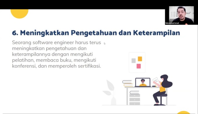 salah satu materi dalam Webinar online yang menjelaskan tentang karir seorang software engineer