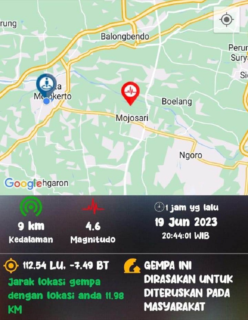 tangkapan layar info BMKG